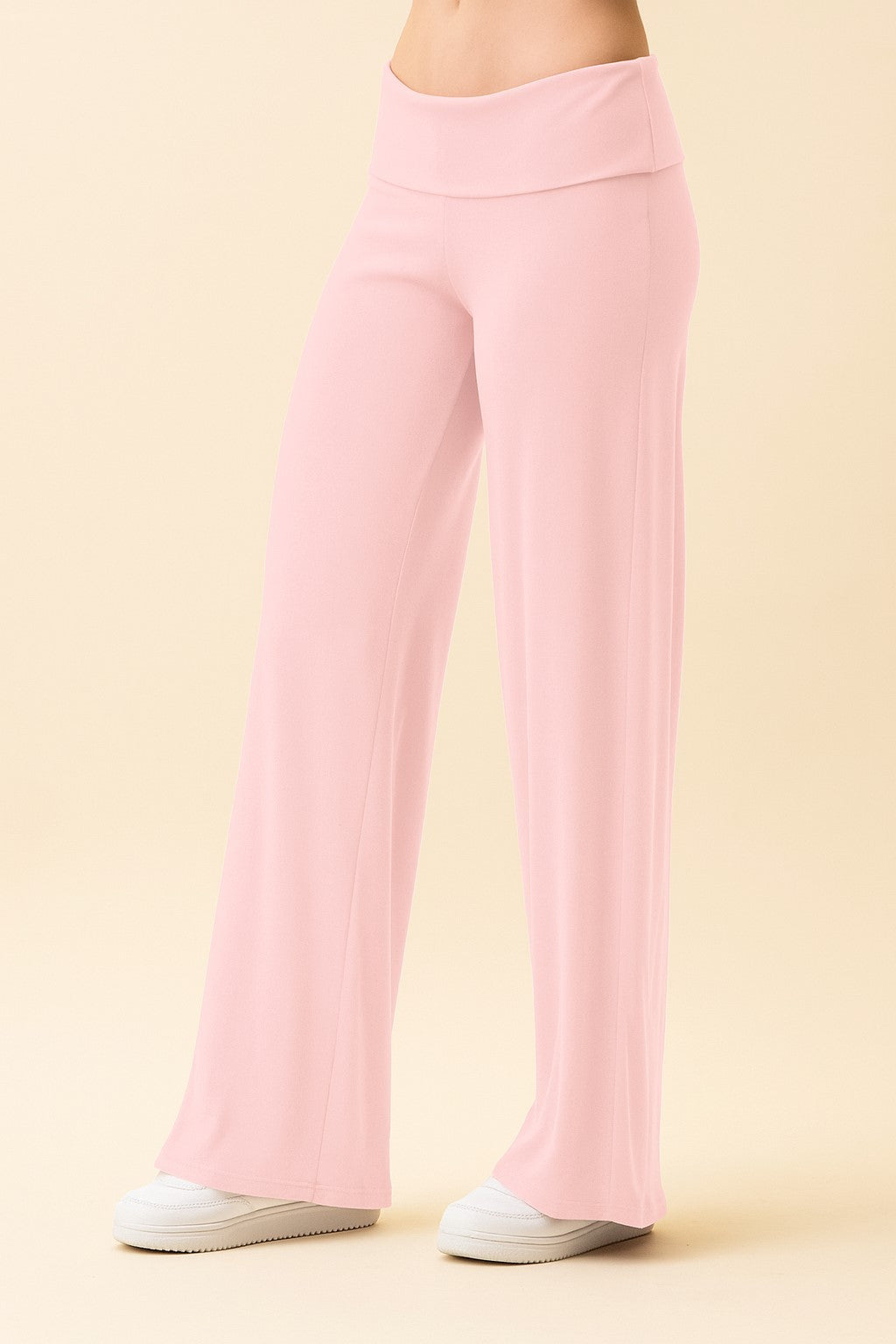 Light Pink Wide Leg Fold Over Lounge Pants