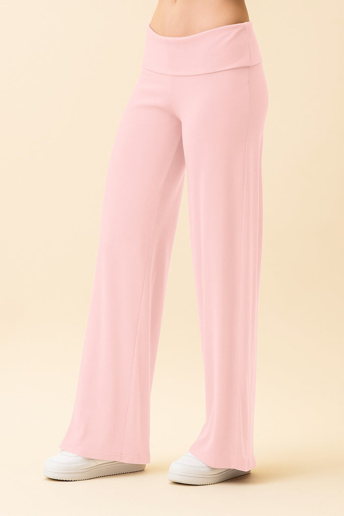 Light Pink Wide Leg Fold Over Maternity Lounge Pants