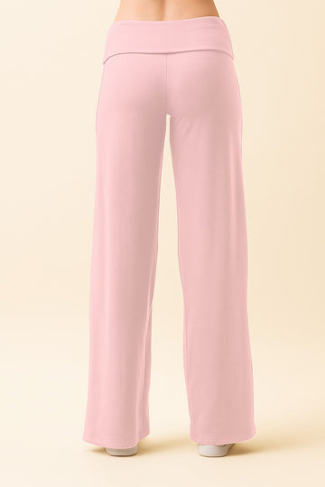 Light Pink Wide Leg Fold Over Lounge Pants