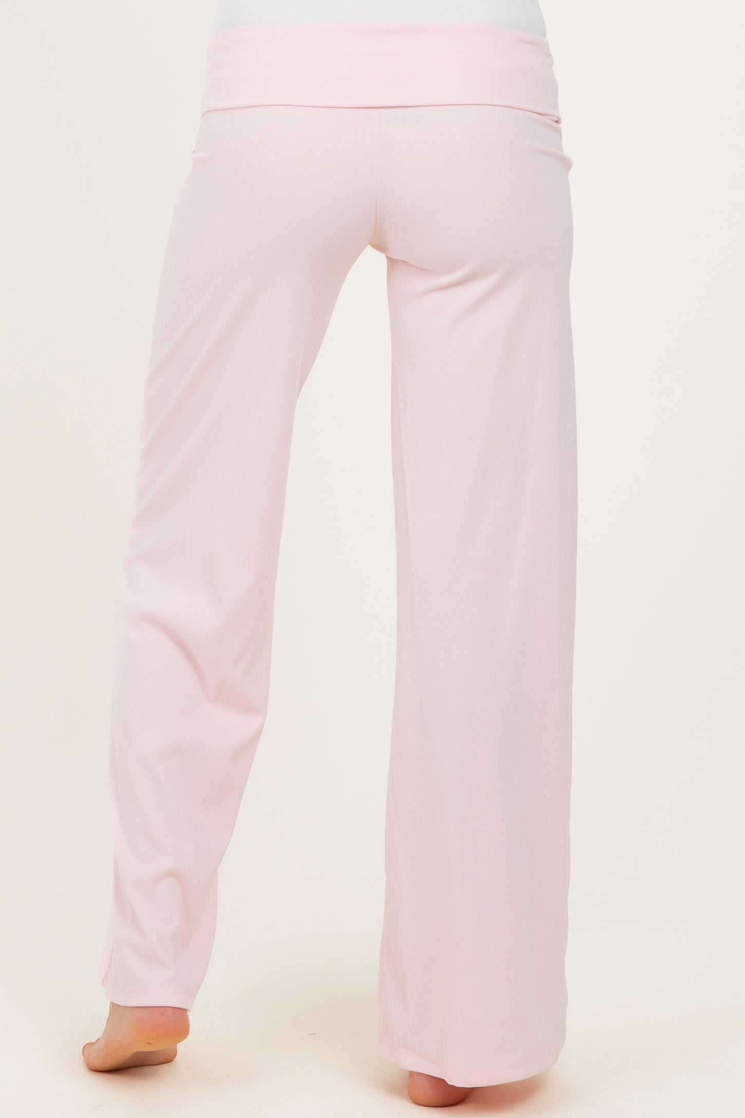 Light Pink Wide Leg Fold Over Maternity Lounge Pants