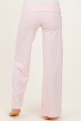 Light Pink Wide Leg Fold Over Maternity Lounge Pants