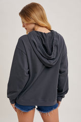 Ash Grey Split Neckline Hoodie