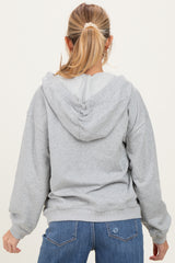 Heather Grey Split Neckline Maternity Hoodie