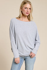 Heather Grey Ribbed Dolman Top