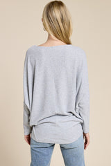 Heather Grey Ribbed Dolman Top