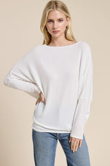 Ivory Ribbed Dolman Top