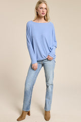 Light Blue Ribbed Dolman Top