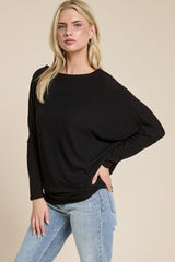 Black Ribbed Dolman Top