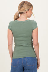 Sage Ribbed Rounded Square Neck Top