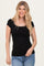 Black Ribbed Rounded Square Neck Top