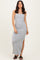 Heather Grey Button Detail Sleeveless High Slit Maxi Dress