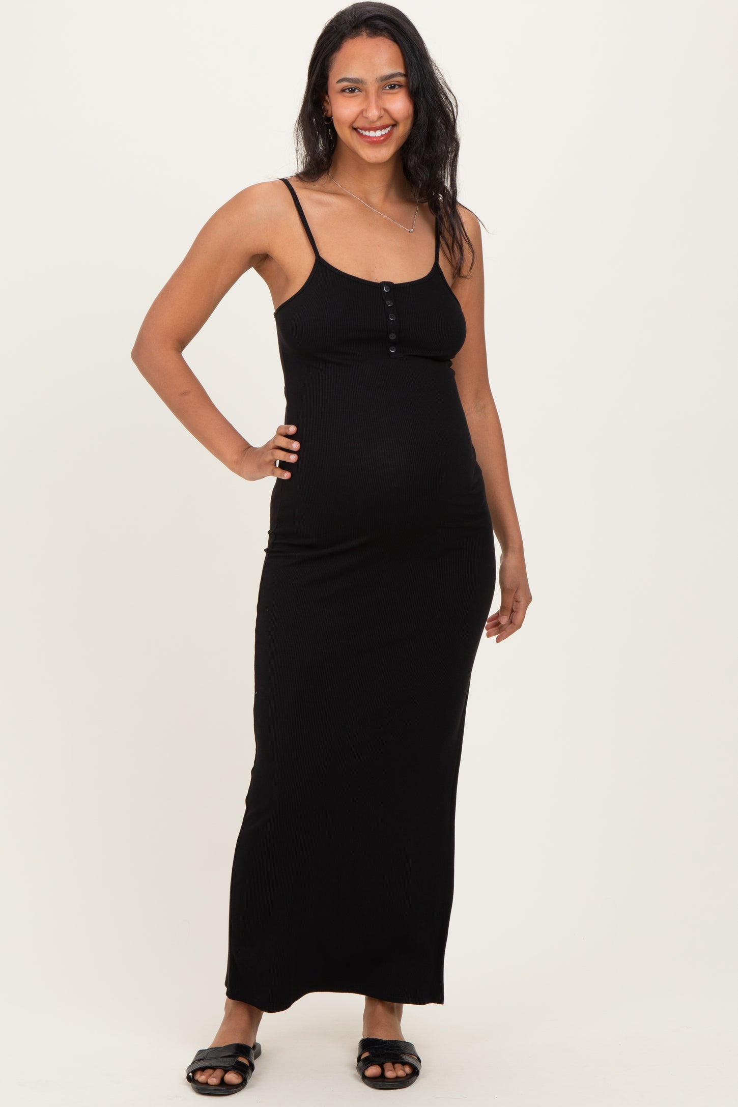 sleeveless empire waist maternity maxi dress 24seven Comfort Apparel Sleeveless Empire Waist Maternity Maxi Dress