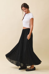 Black Mesh Maxi Skirt