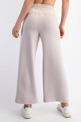 Beige Ankle Wide Leg Lounge Pants