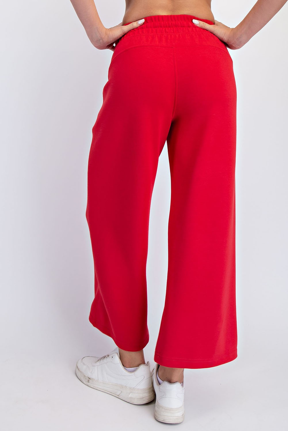 Red Ankle Wide Leg Lounge Pants