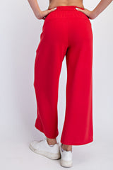 Red Ankle Wide Leg Lounge Pants