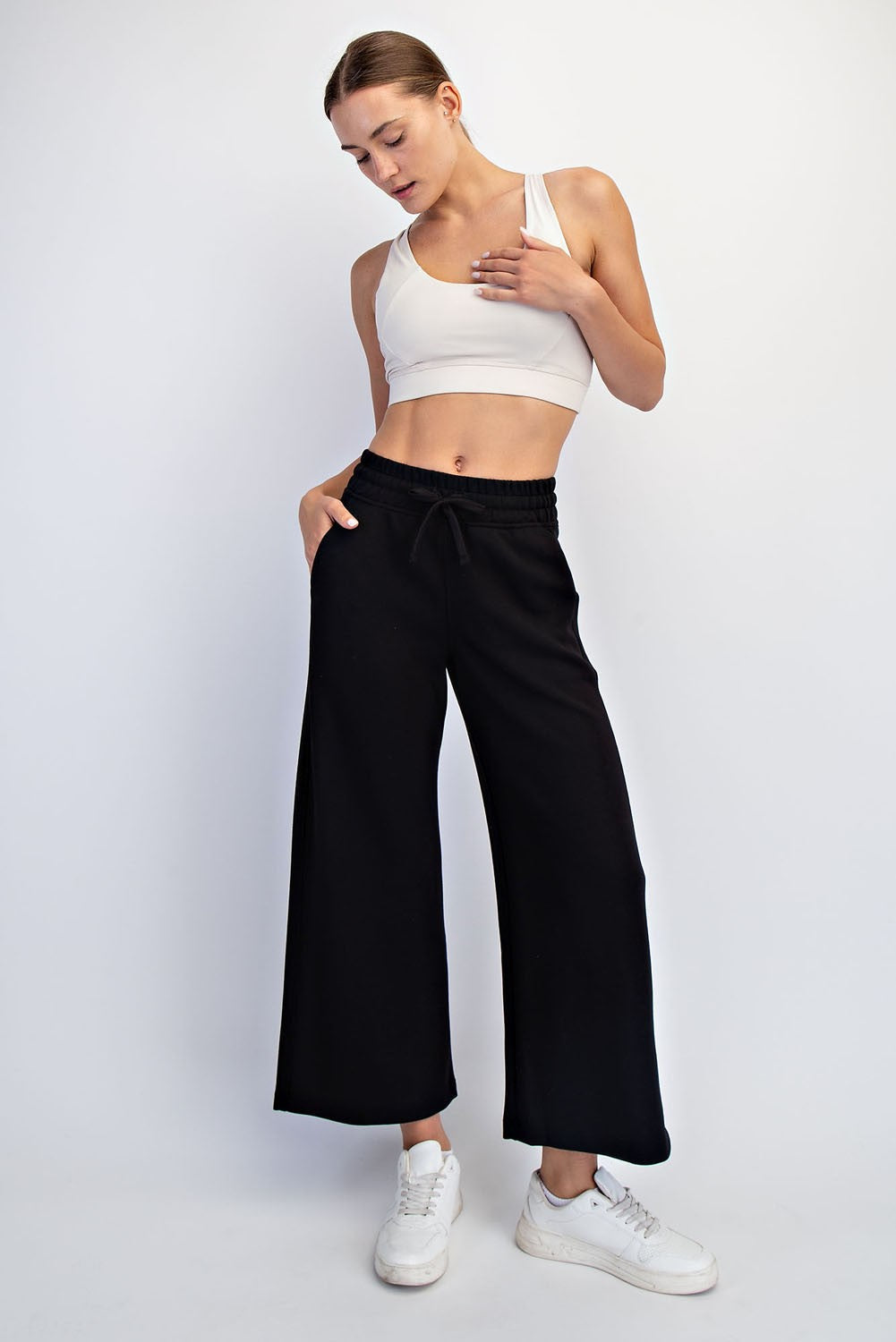 Black Ankle Wide Leg Lounge Pants