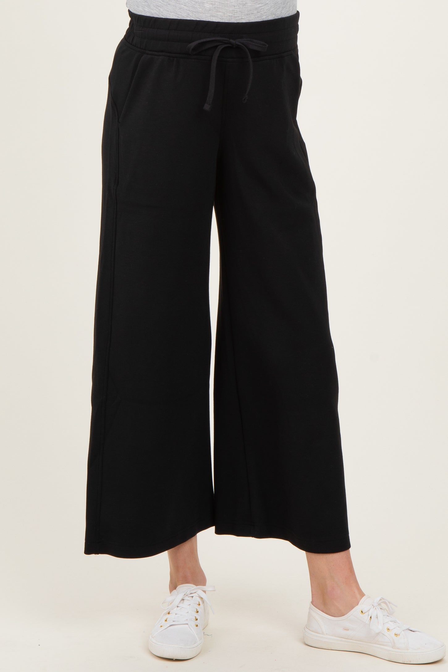 Black Ankle Wide Leg Maternity Lounge Pants