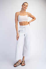 Light Heather Grey Ankle Wide Leg Maternity Lounge Pants