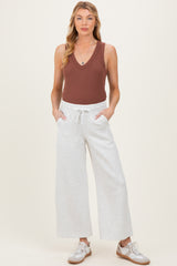 Light Heather Grey Ankle Wide Leg Maternity Lounge Pants