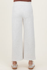 Light Heather Grey Ankle Wide Leg Maternity Lounge Pants
