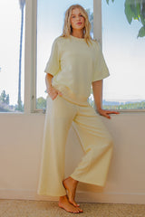Light Yellow Ankle Wide Leg Maternity Lounge Pants