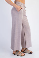 Heather Taupe Ankle Wide Leg Lounge Pants