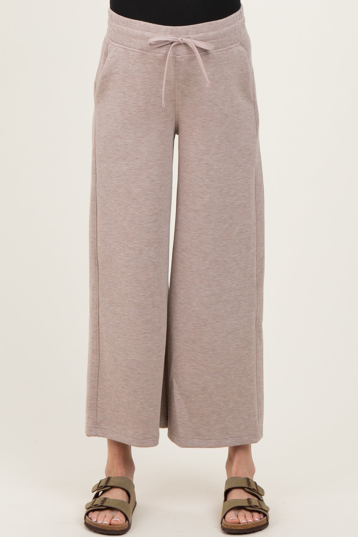 Heather Taupe Ankle Wide Leg Maternity Lounge Pants