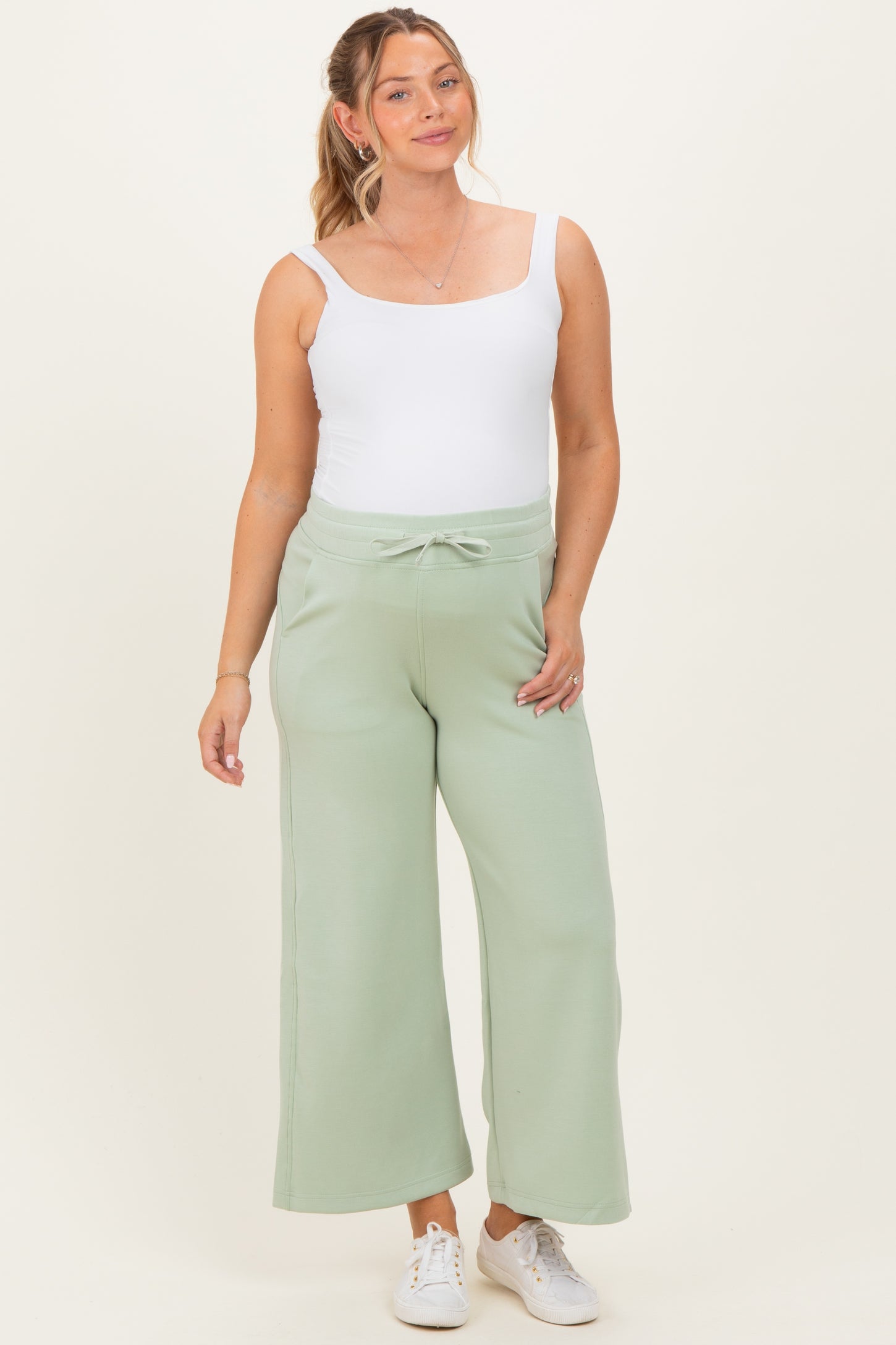 Pistachio Ankle Wide Leg Maternity Lounge Pants