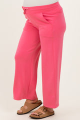 Fuchsia Ankle Wide Leg Maternity Lounge Pants