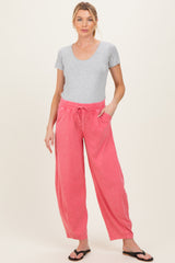 Strawberry Mineral Wash Barrel Leg Maternity Lounge Pants