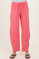 Strawberry Mineral Wash Barrel Leg Maternity Lounge Pants