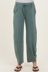 Teal Mineral Wash Barrel Leg Maternity Lounge Pants