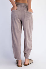 Mocha Mineral Wash Barrel Leg Lounge Pants