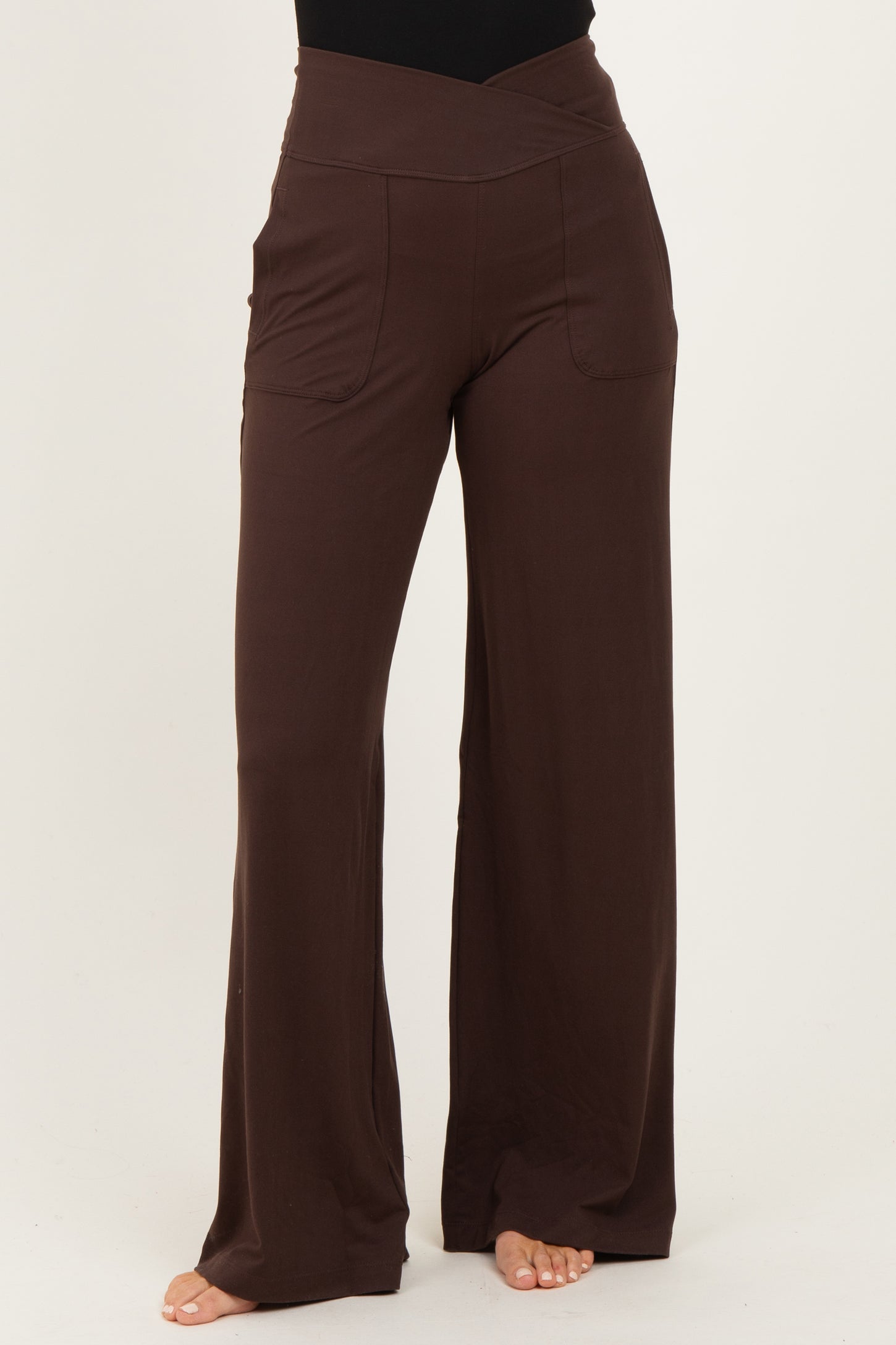 Espresso Crossover Waist Active Wide Leg Pant