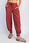 Brick Waffle Knit Raw Seam Joggers