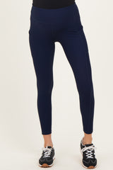 Navy Ribbed Active Maternity Legging