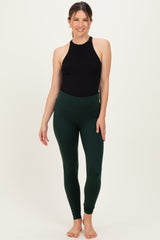Forest Green Solid Basic Maternity Leggings