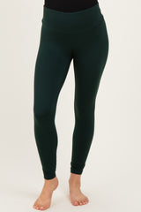 Forest Green Solid Basic Maternity Leggings