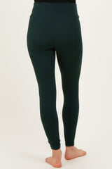 Forest Green Solid Basic Maternity Leggings
