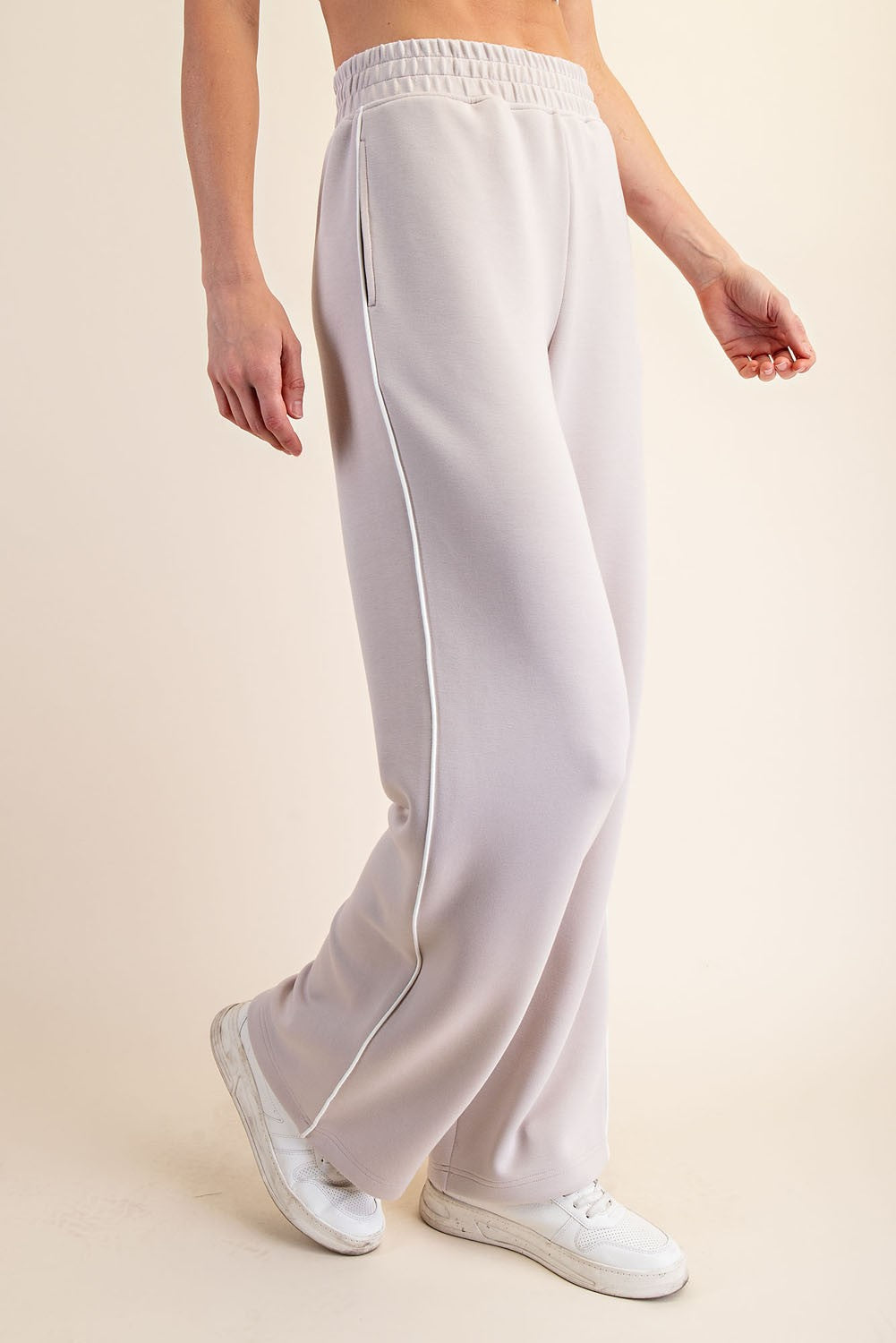 Beige Stripe Detail Lounge Pants