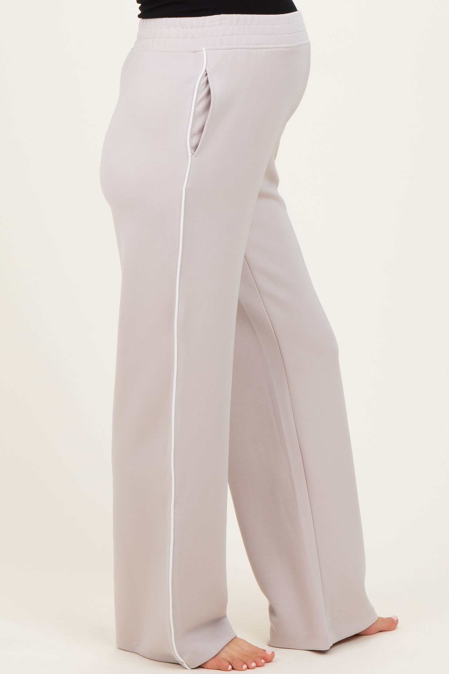 Beige Stripe Detail Maternity Lounge Pants