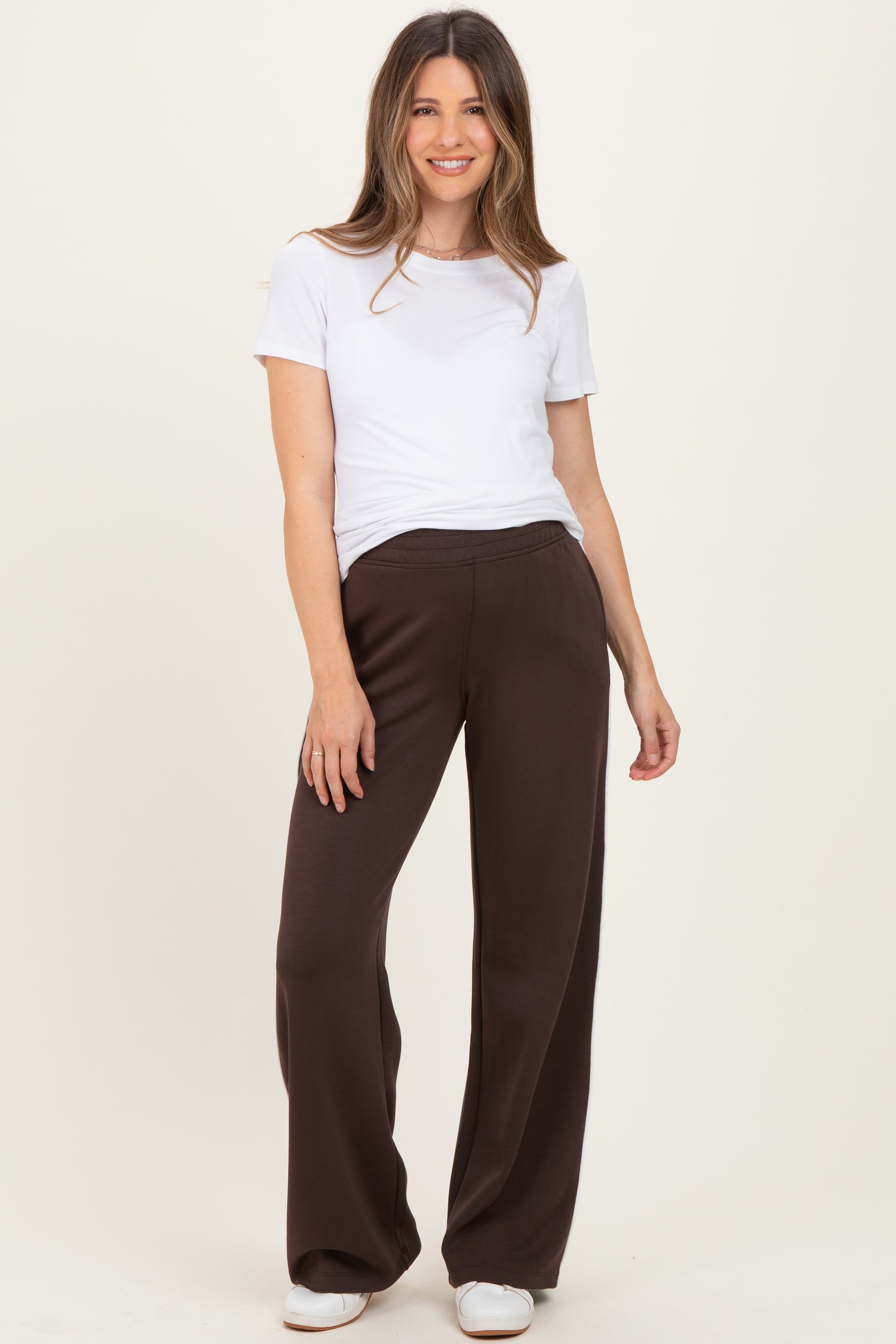 Brown Stripe Detail Maternity Lounge Pants