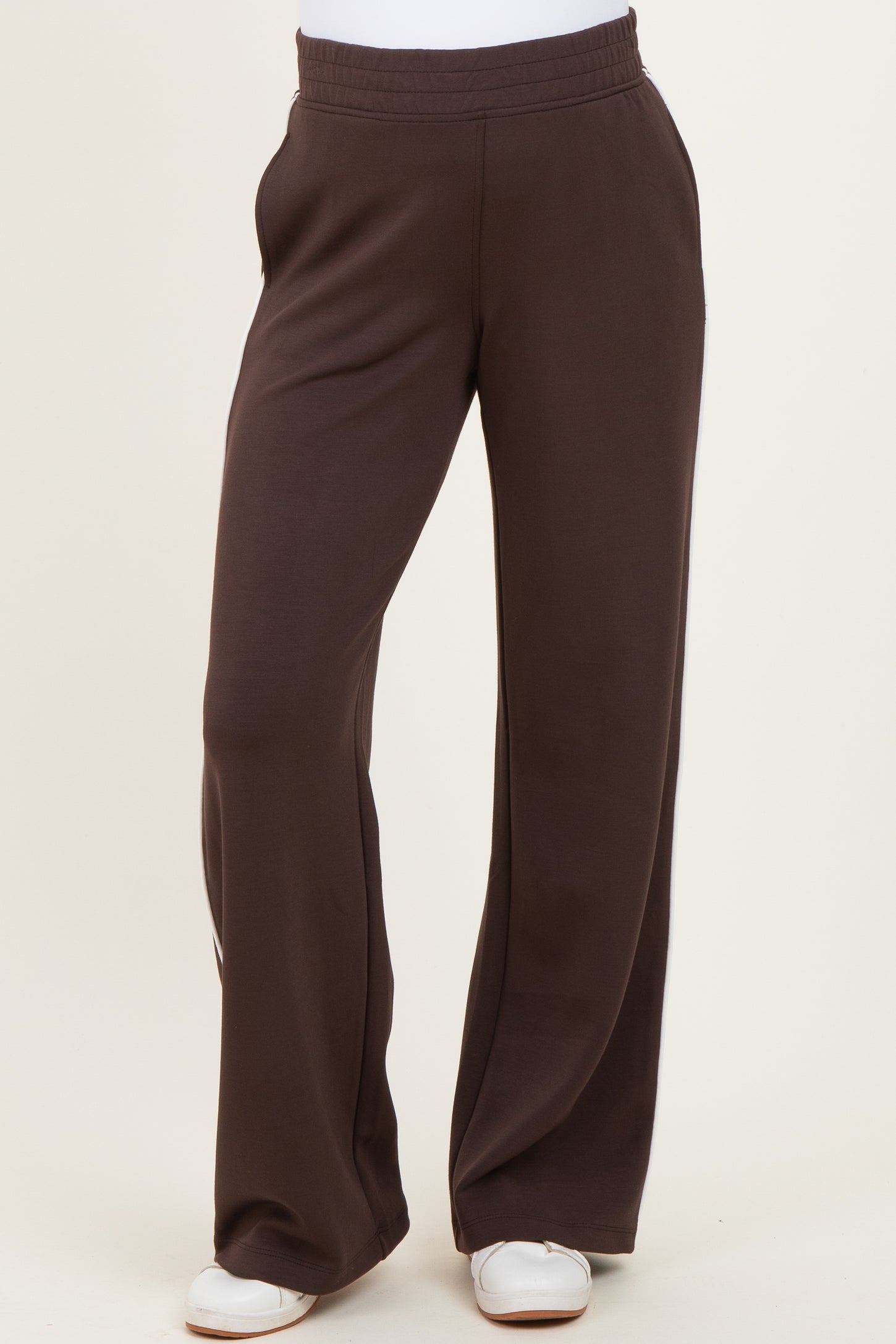 Brown Stripe Detail Maternity Lounge Pants