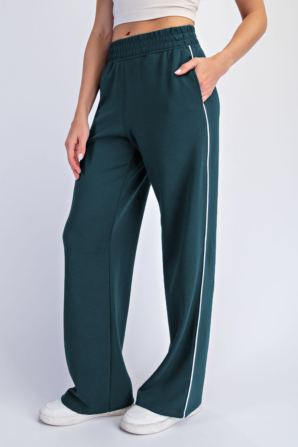 Forest Green Stripe Detail Lounge Pants