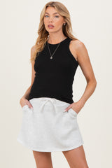 Light Heather Grey Drawstring Maternity Mini Skort