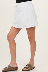 Light Heather Grey Drawstring Maternity Mini Skort
