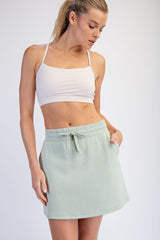 Pistachio Drawstring Mini Skort