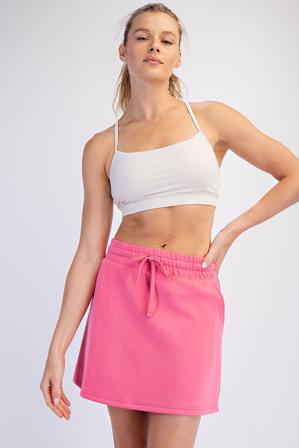 Hot Pink Drawstring Mini Skort
