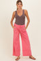 Hot Pink Mineral Wash Wide Leg Ankle Maternity Pants